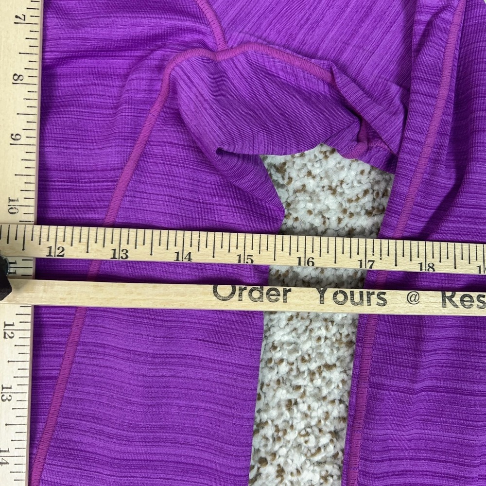 Athleta Shirt Womens Medium Purple Striped UPF Zip Hooded Running Gym Workout - Picture 10 of 11
